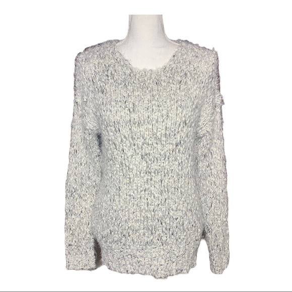 MYSTREE White/Black Sweater w Gold Metallic Thread - Picture 1 of 7